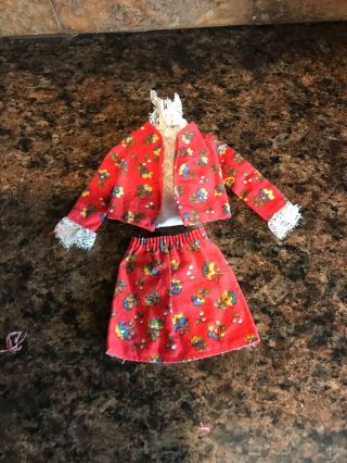 Vintage Barbie 3 Piece Outfit 1970’s Top,  Skirt And Jacket.