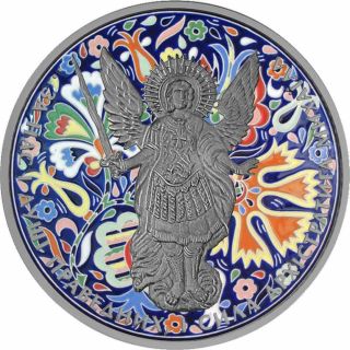 2015 Ukraine 1 Hryvnia Archangel Michael Ornament 1 Oz Antique Silver Coin