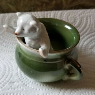 Antique German Porcelain Fairing Teddy Bear in a cup or pot Figurine 2