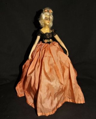 VINTAGE 1920 ' s WAX over COMPOSITION Bisque Arms Silk Lace Dress FASHION DOLL 2