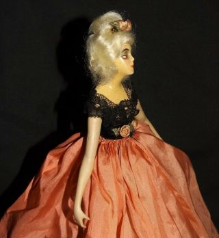 VINTAGE 1920 ' s WAX over COMPOSITION Bisque Arms Silk Lace Dress FASHION DOLL 5