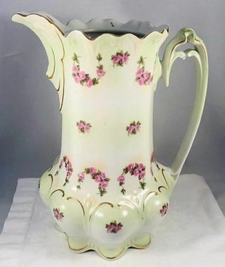 Antique Mz Austria Chocolate Pot/pitcher 933 Bridal Rose No Lid - N/r