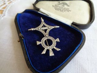 Victorian Old Antique Danish Norwegian Silver Norse Viking Cloak Pin Brooch
