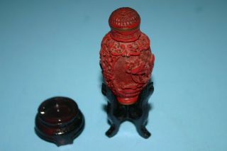 Antique Vintage Japanese Or Chinese Carved Cinnabar Style Snuff Bottle