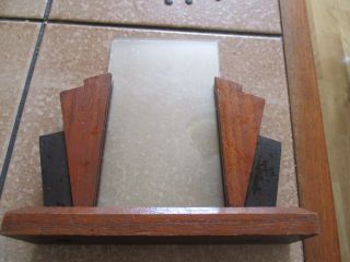 Vtg Art Deco 30s Wooden Stepped Fan Geometric Wood Glass Photo Picture Frame