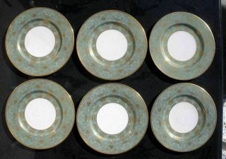 6 Antique Lenox Raised Encrusted Gold & Green Trim Dinner Plate 10 5/8 " W307 - 242
