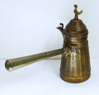 Charming Vintage Or Antique Brass Middle Eastern Long Handled Arabic Coffee Pot