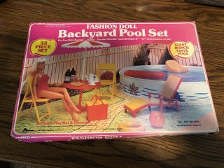 Vintage 1983 Arco Industries Fashion Doll Backyard Pool Set Barbie Clone Set