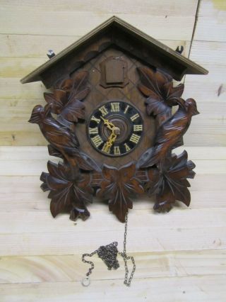 Vintage Antique Black Forest Cuckoo Clock Hand Carved Birds Repair/ Parts,  Bl5