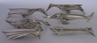 Set Of 6 Sandoz Art Deco Knife Rests By Christofle Signed O.  Gallia