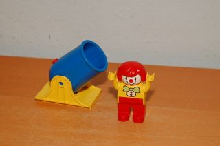 Lego Duplo Vintage Circus Cannon & Clown,  Man Figure Shoots From Blue Cannon