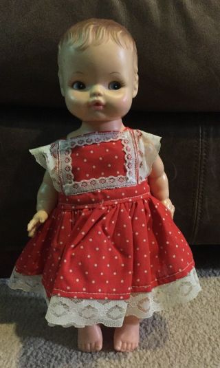 Vintage Horsman Plastic Baby Doll,  11” Painted Eye,  Wetter