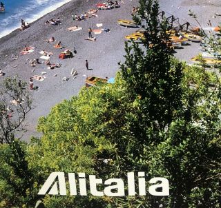 ORG VTG Alitalia Airlines POSITANO BEACH CAMPANIA,  ITALY Summer Europe Art Poster 2