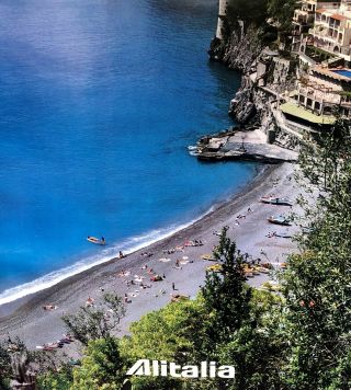 ORG VTG Alitalia Airlines POSITANO BEACH CAMPANIA,  ITALY Summer Europe Art Poster 6