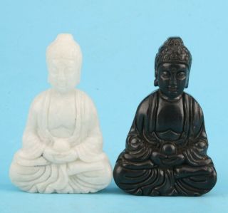2 Buddhist China Jade Pendant Statue Guanyin Bodhisattva Spiritual Mascot Gift