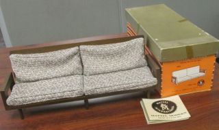Vintage Mattel Modern Mid Century Doll Furniture Sofa 801 W/orig Box
