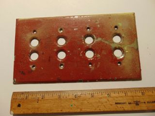 Antique Solid BRASS Push Button Light Switch Plate 4 Gang In Old Paint 3