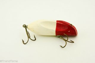 Vintage Unknown Grooved Head Antique Fishing Lure In R&w 2t Cup Rig Ad34