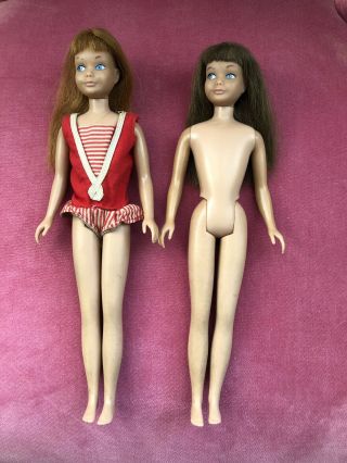 2 Vintage Sl Exc.  Mattel Skipper Doll Bodies W/ Tlc Heads For Rerooting Or Ooak