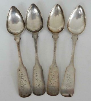 1800’s Four Early American Coin Silver Spoons - “w.  P.  & H.  Stanton” - Monograms