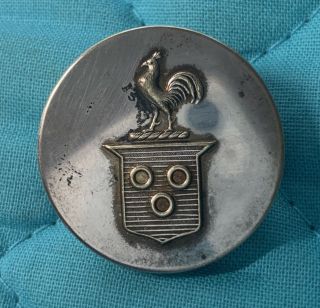 VTG ANTIQUE BUTTON TIFFANY & CO CRESTED ARMORIAL SILVER LIVERY HERALDRY COAT ARM 2
