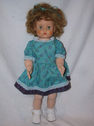 Cute 19 " Vintage Hard Plastic Bent Knee Walker Doll