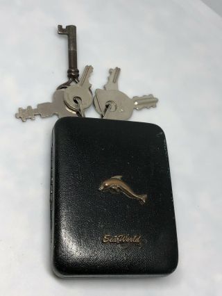 Vintage Antique Sea World Key Chain With Keys Dolphin On Front Keychain