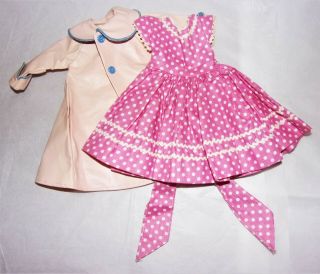 Vintage Madame Alexander 15 " Fashion Doll Pink Polka Dot Dress & Coat