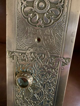 Very Special Large Ornate Heavy Brass Door Finger Plates With Peacock Decoration 5