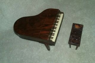 Renwal Miniature Grand Piano Vintage Ideal Tin Dollhouse Furniture Plastic 1:16
