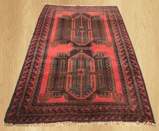 Authentic Hand Knotted Vintage Afghan Adras Khan Balouch Wool Area Rug 4 X 3 Ft