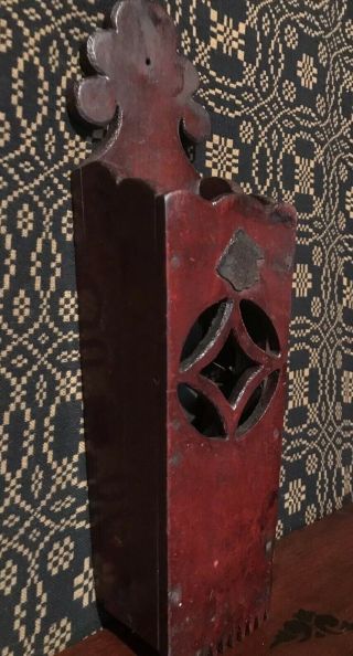 Antique Primitive Folk Art Carved Tramp Art Wood Box Wall Candle Holder Aafa
