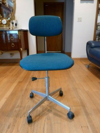 Mid Century Modern Labofa Task Chair Desk Office Swivel Danish Metal Blue 1970s