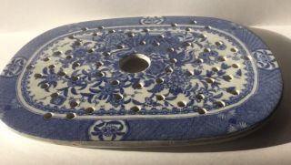 Antique English 19th Cent.  Blue & White Meat Strainer Tray Staffordshire? Spode?