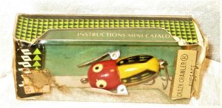 Heddon Tiny Crazy Crawler Yellow Hornet Lure Box & Insert