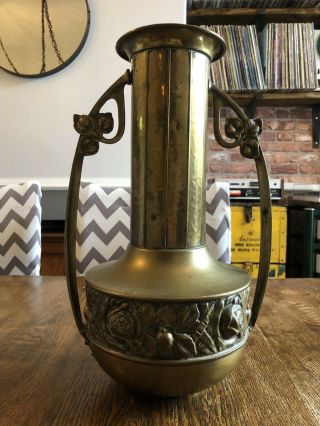 Large Brass Art Nouveau Vase