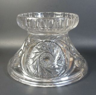Smith Glass Aztec Punch Bowl Stand Vintage Pres Cut Pinwheel Clear