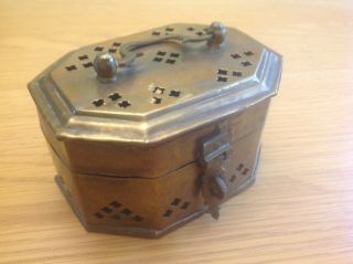 A Very Unusual Antique Copper Metal Box See Details, .