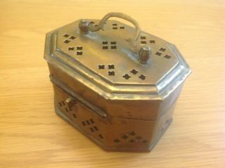 A Very Unusual Antique Copper Metal Box see details, . 3