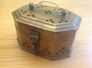 A Very Unusual Antique Copper Metal Box see details, . 5