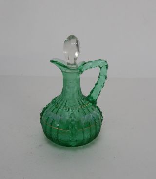 Vintage Early American Pattern Glass Green Northwood Alaska Cruet