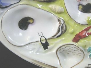 Antique UPW Union Porcelain 1881 OYSTER PLATE Frog Lobster Seaweed - TBR 3