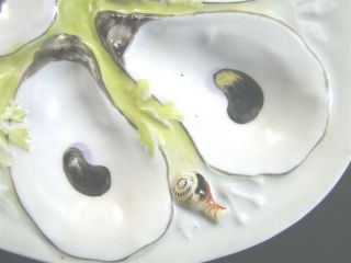 Antique UPW Union Porcelain 1881 OYSTER PLATE Frog Lobster Seaweed - TBR 6