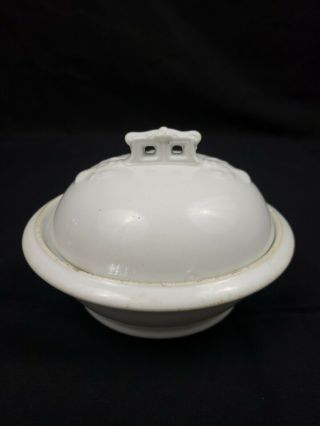1860 - 1890 Antique White Ironstone China 3 Piece Butter Dish / Soap Thomas Hughes