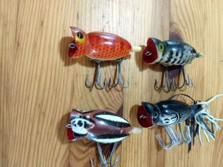 Four Vintage Fred Arbogast Hula Poppers.  Great Colors. 3