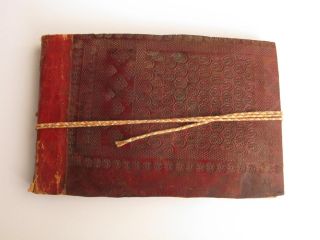 Antique Moroccan Leather Bound Photo Album Rectangular Red Dry Mount