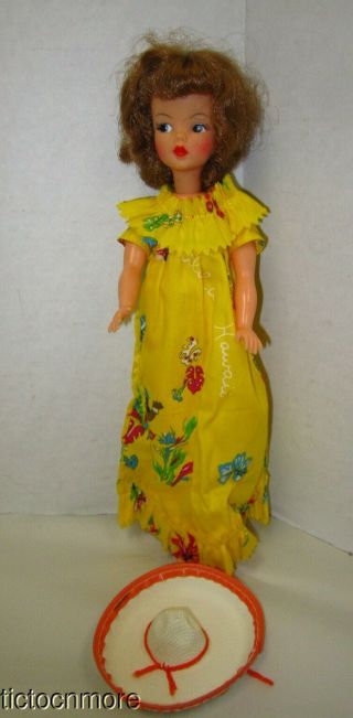 Vintage Ideal Tammy Family Doll Redhead Bs - 12 W/ Hawaiian Moo - Moo Dress & Hat