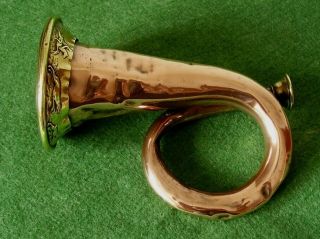 Antique Copper Fox Hunting Horn Decorated With Fox Hounds Riders Rare Circa 1870