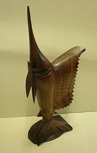 Large Vintage Wood Carving Of A Marlin