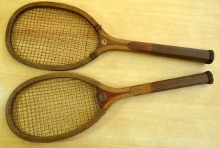 2 Antique Wood Tennis Racquets Narragansett Tournament HORSMAN NEWPORT c.  1905 4